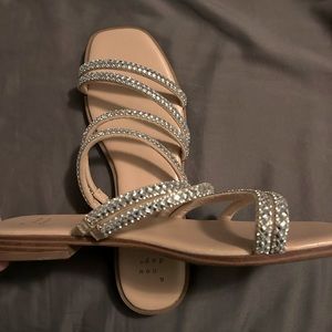 Sequin strap sandals, size 8